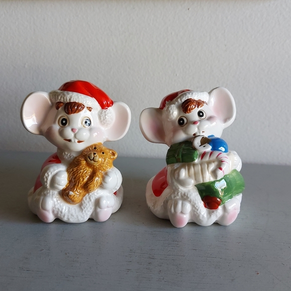 Christmas pepper shaker and salt shakerceramic mouse - Picture 9 of 9